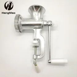 Manual Meat Grinder, Silver Aluminum Alloy, Hand Crank, Household Hand Grinder, Sausage Stuffer, Kitchen, NO.10