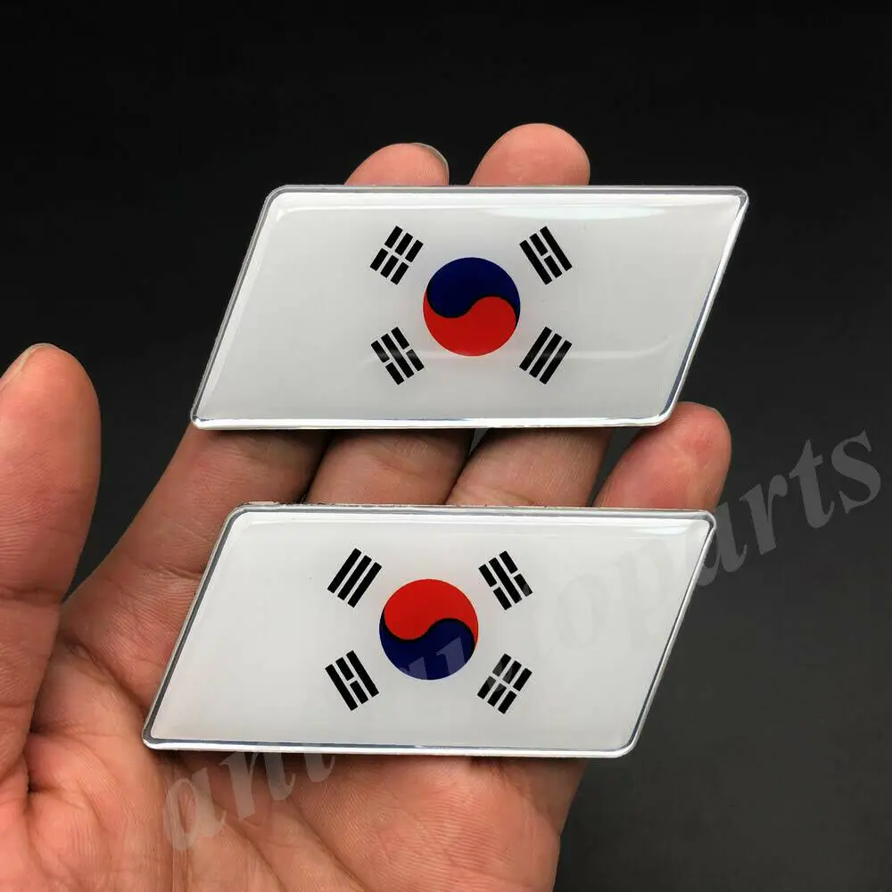 2x Korea Korean Flag Car Fender Emblem Badge Motorcycle Fairing Decals Sticker