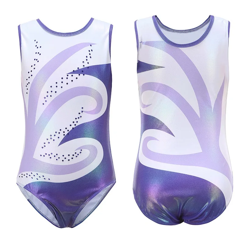 2020 New Kids Girls Ballet Gymnastics Dance Jumpsuit Sparkle Patchwork Sleeveless Ballet Practice Leotards Sportswear Bodysuit