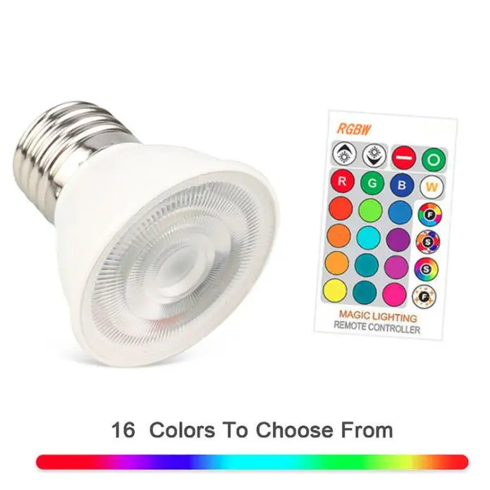 

16 Colors Change RGBW LED Bulb 85-265V 5W Led SpotLight Lamps E27/E14/GU10/GU5.3/MR16 Lampada Energy Saving Light With IR Remote