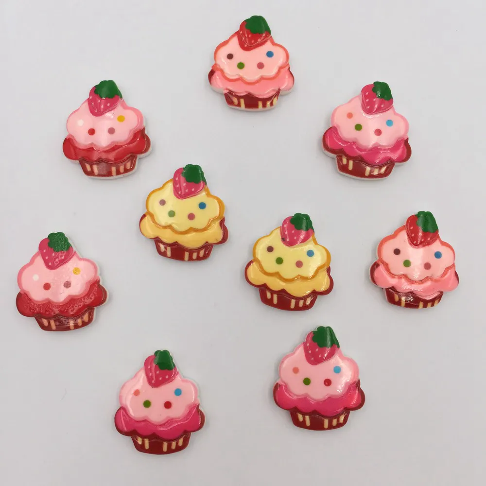 Kawaii Mix Colorful Strawberry Cake Flat Back Cabochon stone Miniature Christmas ornament  20PCS DIY scrapbook figurines