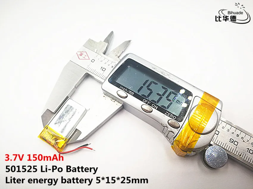 Akumulator litrowy dobrej jakości 3,7 V, 150 mAH, 501525 Polimerowy akumulator litowo-jonowy / litowo-jonowy do zabawek, POWER BANK, GPS, mp3, mp4