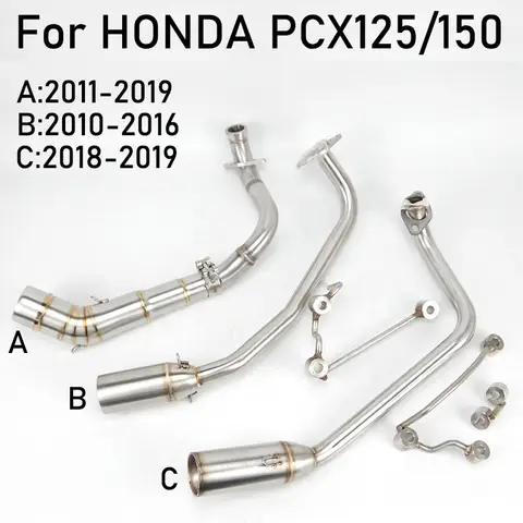 혼다 PCX 125 PCX 150 PCX125 2018 2019 2010 - 2016 오토바이 배기 개조 전면 연결 미드 링크 파이프용 슬립온