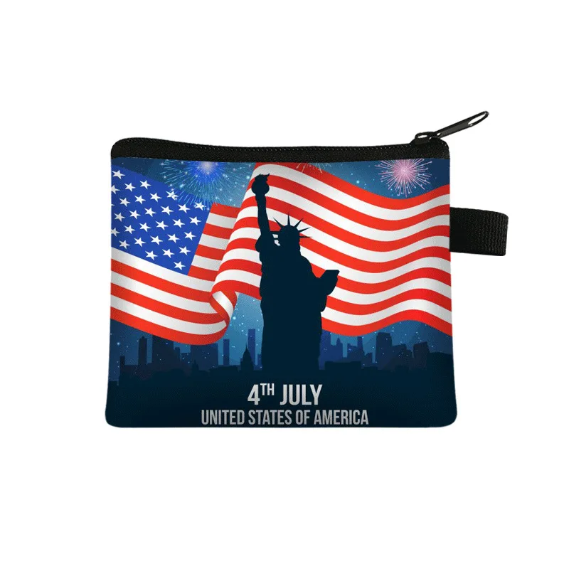 Coin Purse Independence Day Children's Zero Wallet Student Portable Card Bag Coin Key Storage Bag Polyester Hand Bag Card Holder