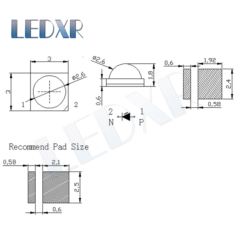 100pcs 3030 ball head 3V 1W white light, high brightness 3030 mold top 3W white light 3030 smd LED lamp beads