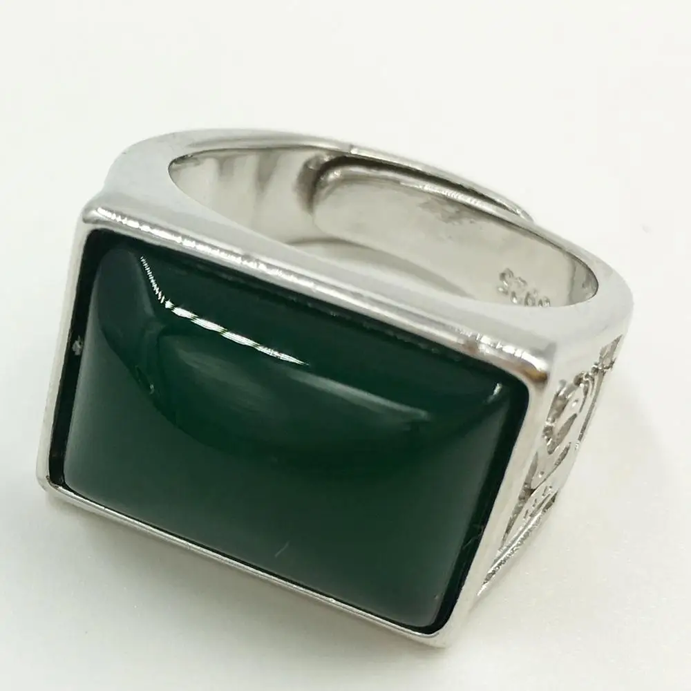 Fashion 1pcs Green Carnelian Oblong Women Men Ring 7~12