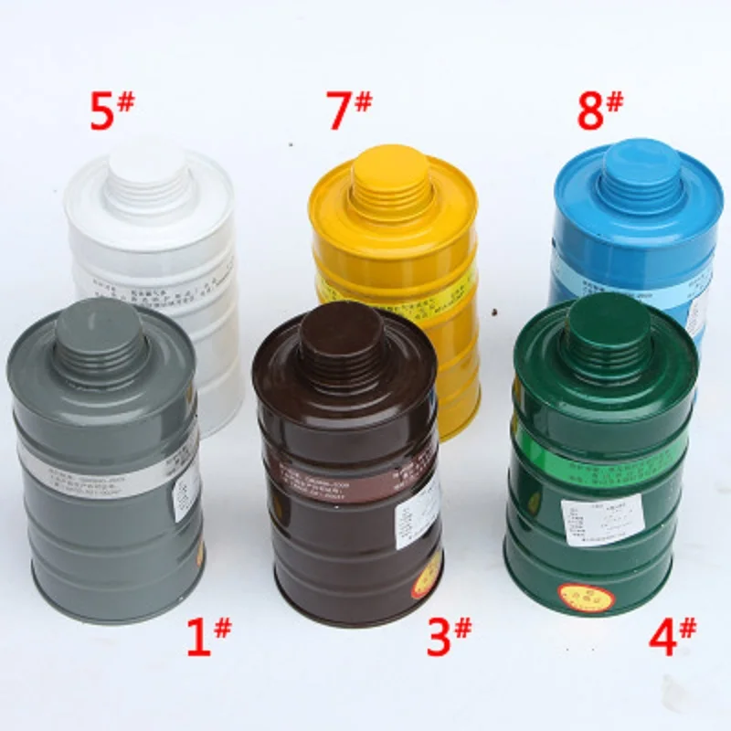 320 ml breathing gas mask iron can filter 6 models Standard color classification Organic gas/inorganic gas Multilayer filter