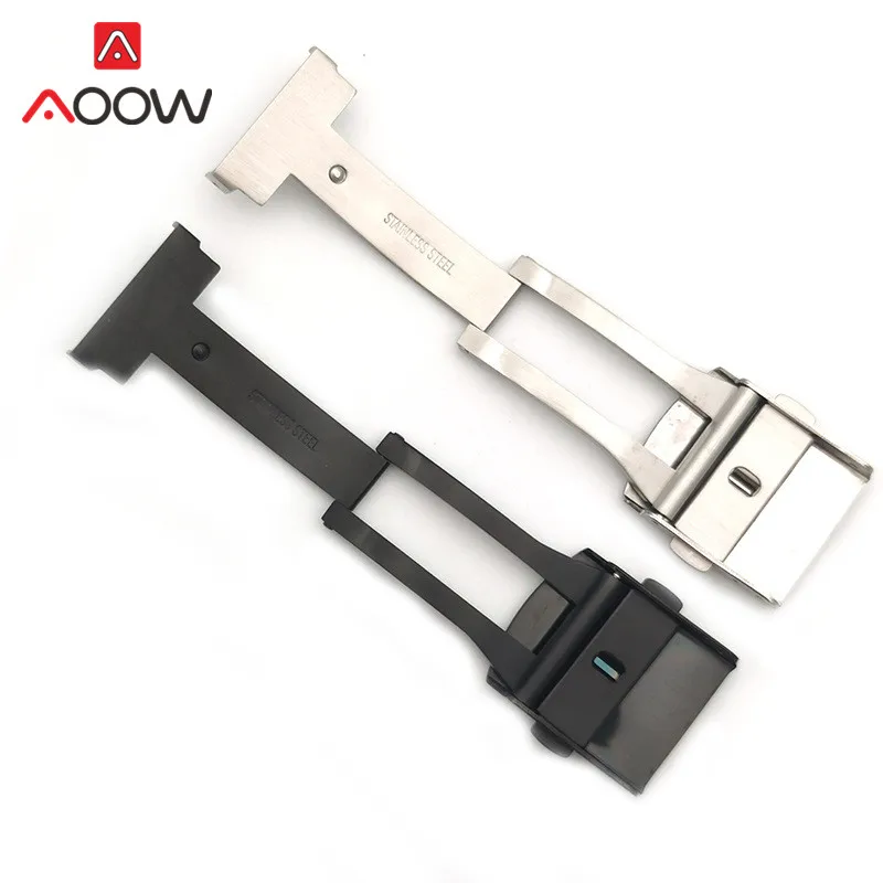 316L Stainless Steel Watch Clasp 18mm 20mm 22mm Double Press Folding Buckle Quality Metal Clasp Watch Repair Accessories Silver