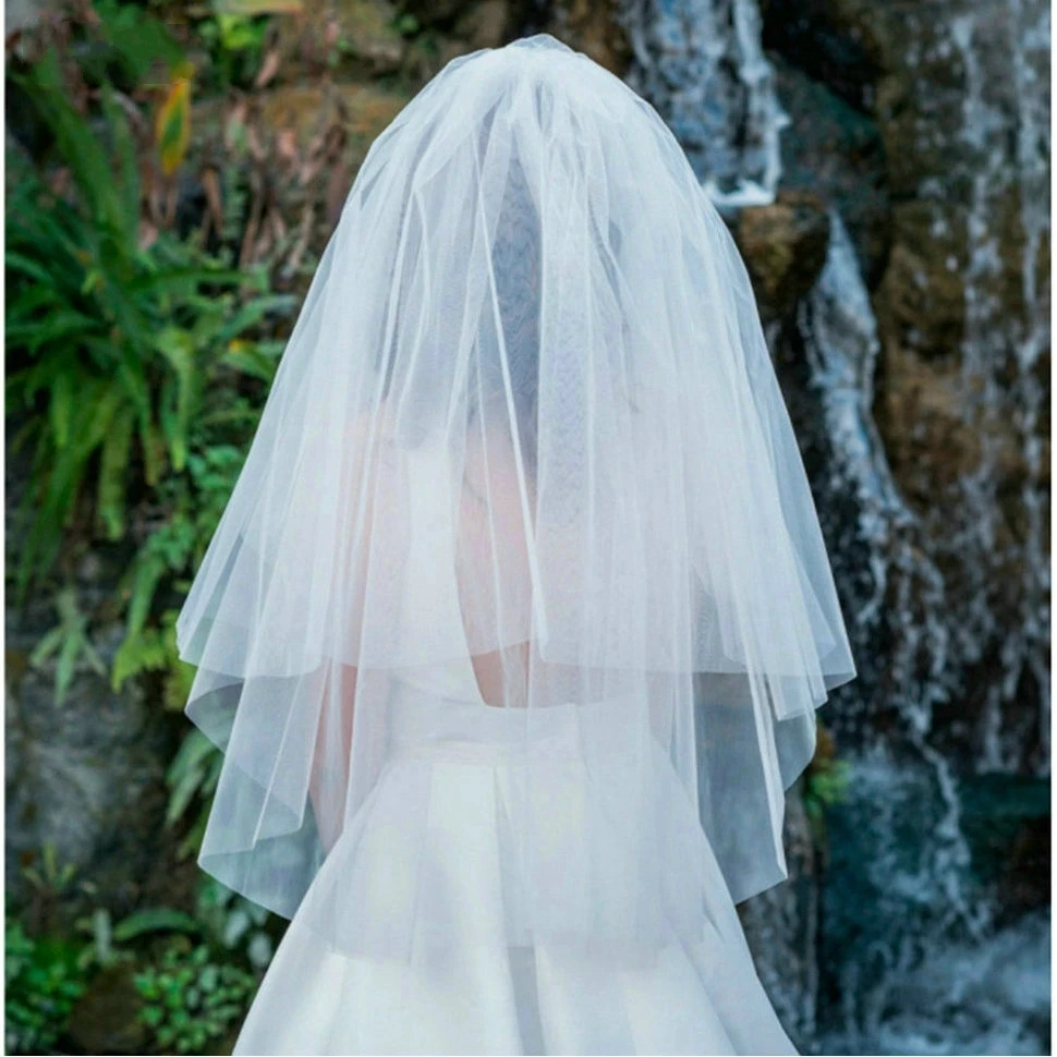 Voile de mariée court en tulle blanc, fait à la main, accessoires de fête de mariage, bon marché, pour patients, ivoire avec peigne