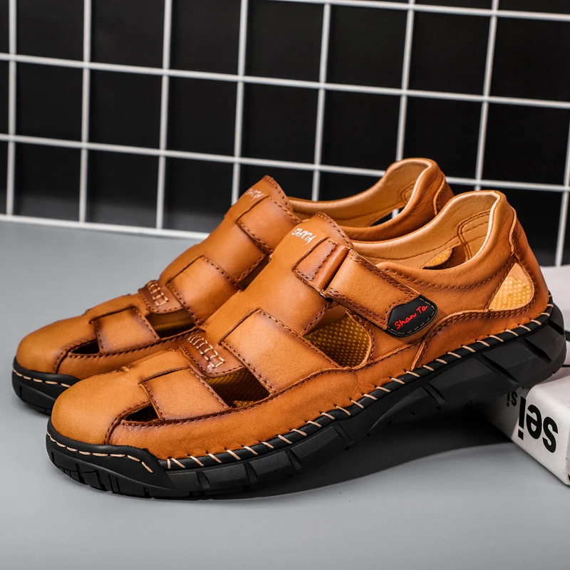 2022 summer classic men's sandals leather outdoor casual shoes Rome high-quality cowhide beach shoes fashion slippers 38-48