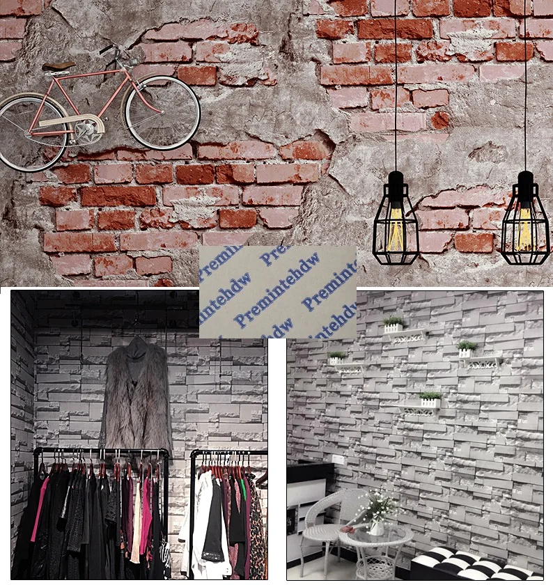 

0.53*10Meter/Pack Weathered Brick Effect Non-self-adhesive Wallpaper Bedroom Living Room TV Background Home Commerical Vintage