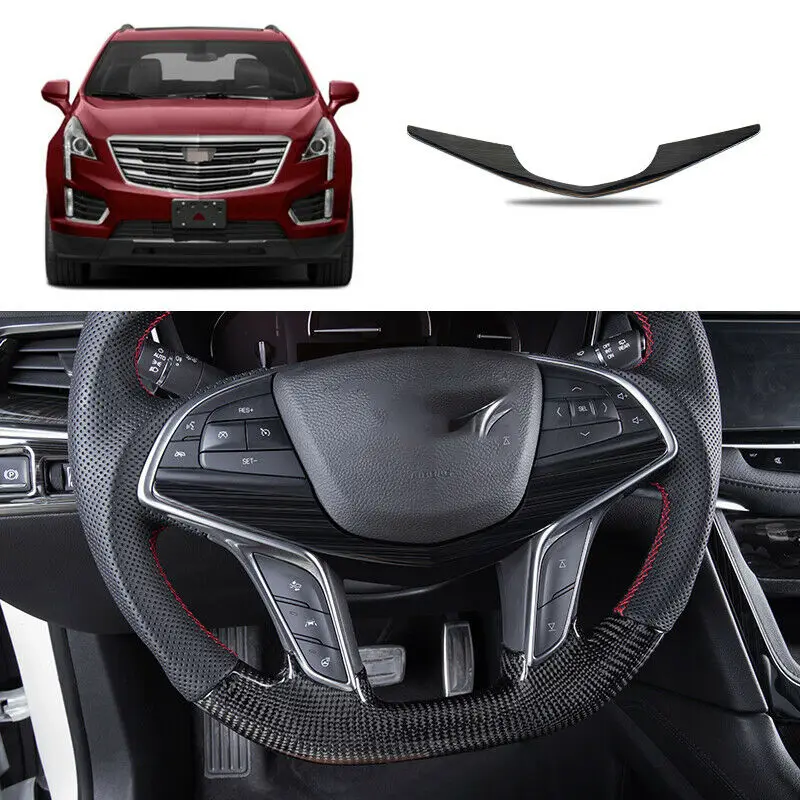 

For Cadillac XT5 2016-2020 Black titanium inner Steering wheel strip cover trim