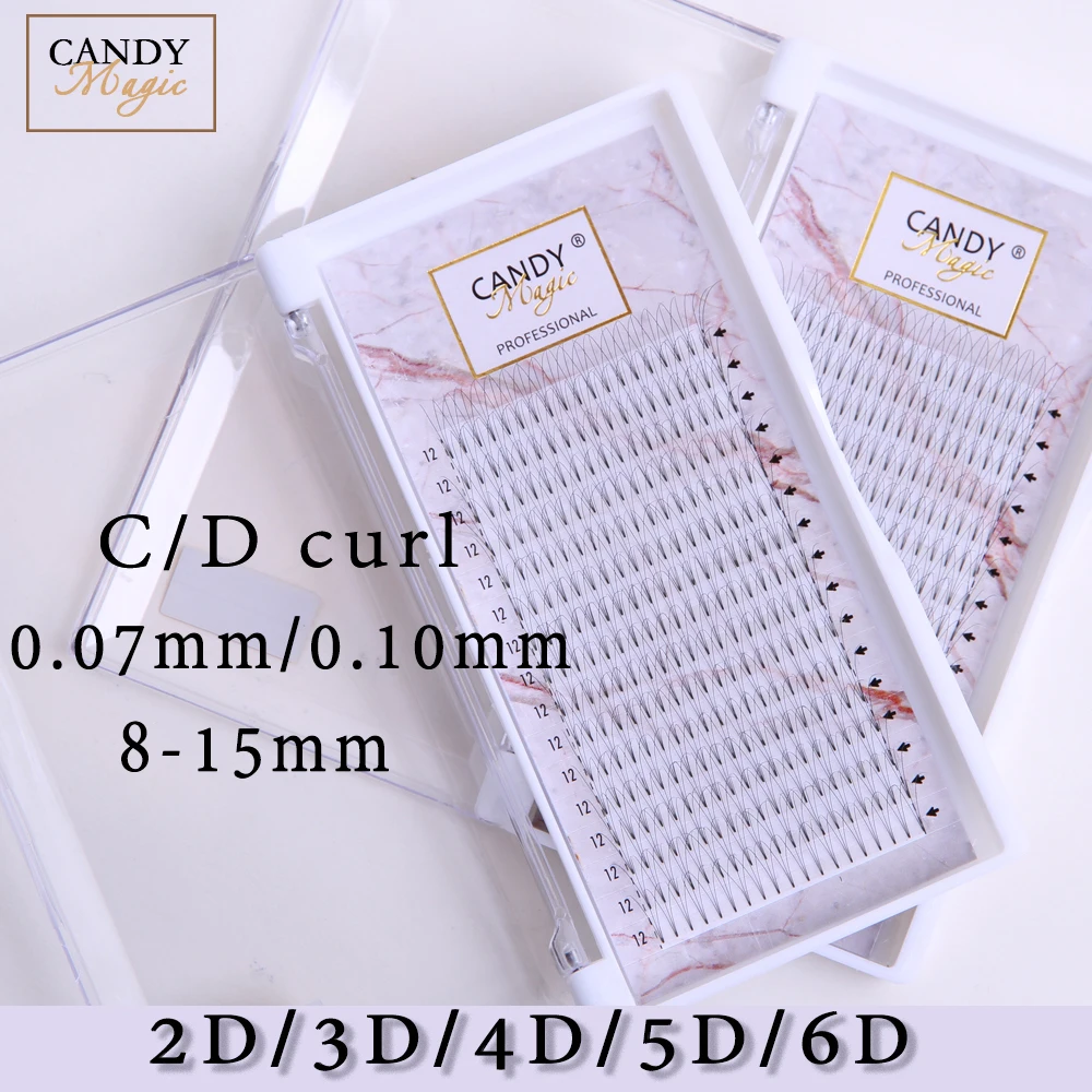 Candy Magic Lashes Heat Bonded Short Stem Premade Volume Fans  Russian Professional Eyelash Extensions