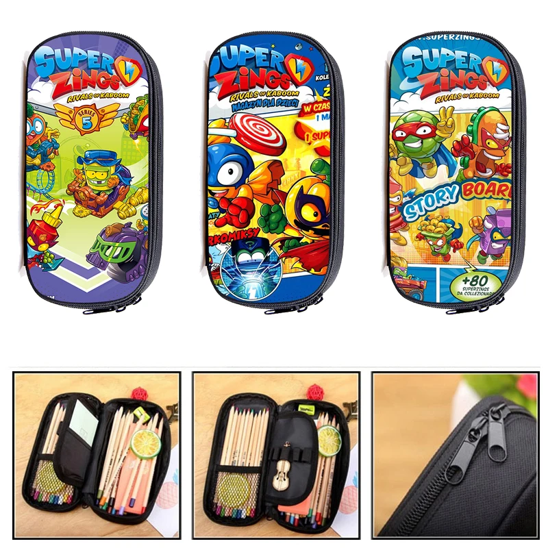 2021 New Cartoon Super Zings Kids Game Pencil Case Multifunction Portable Waterproof Bag Children School Gift Women Cosmetic Bag