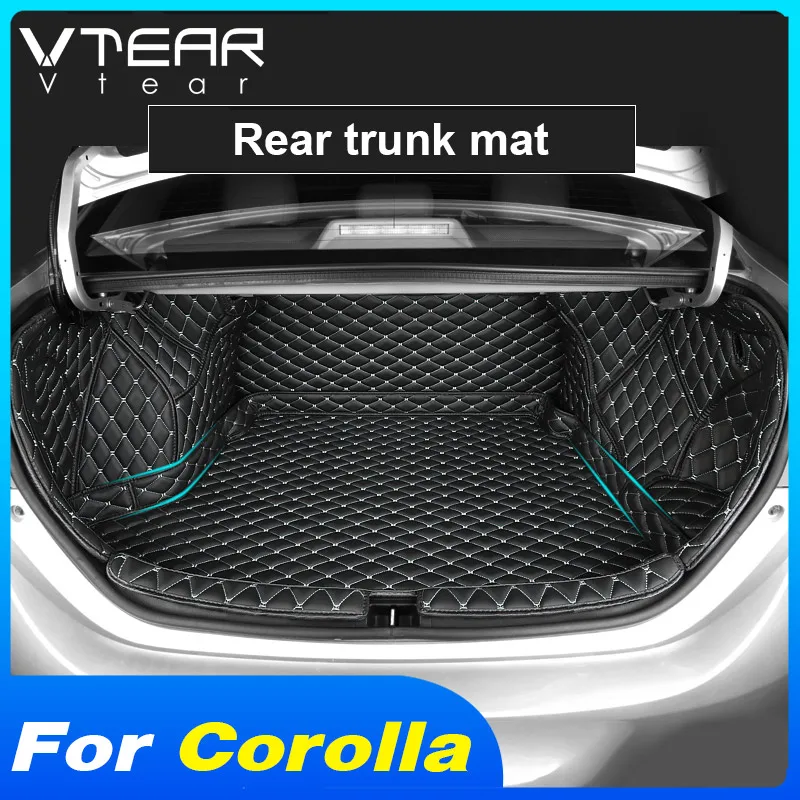 Vtear Rear Trunk PU Mat Interior Anti Dirty Carpet Cover Decoration Car Dustproof Pad Accessories Parts For Toyota Corolla Sedan