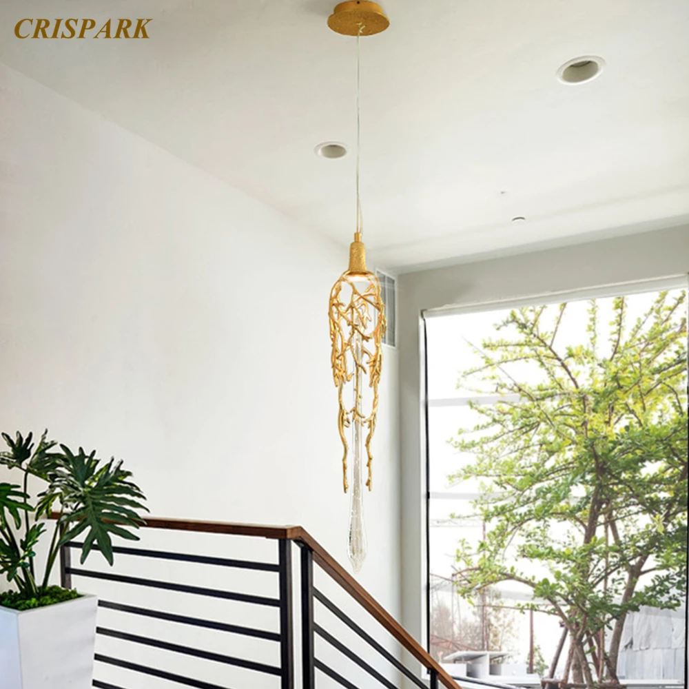 Modern Glass Ceiling Chandelier Lighting LED Luxury Brass Chandeliers Copper Glass Drop Flush Mounted Light Fixture