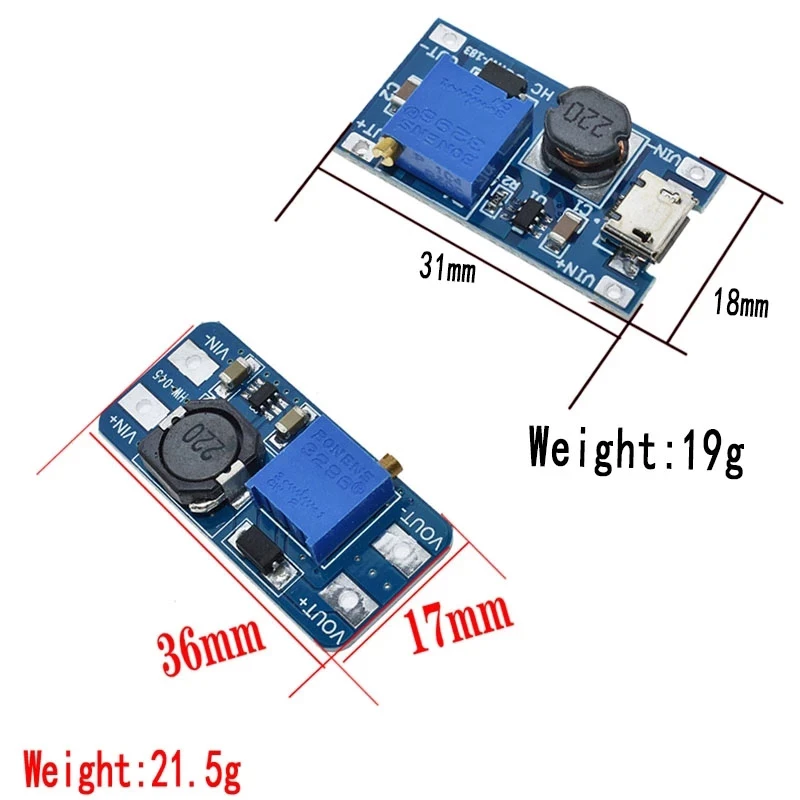 MT3608 2A DC-DC Step Up Converter Booster Power Supply Module MAX output 2V-24V to 5V 9V 12V 28V for arduino