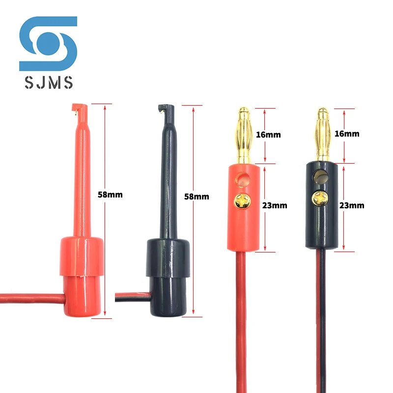 5 Pair Multimeter Tools 4mm Gold Plated Banana Plug to Test Hook Clip Lead Cable 1M (3.3Ft) Test Line Cable Equipment Connector