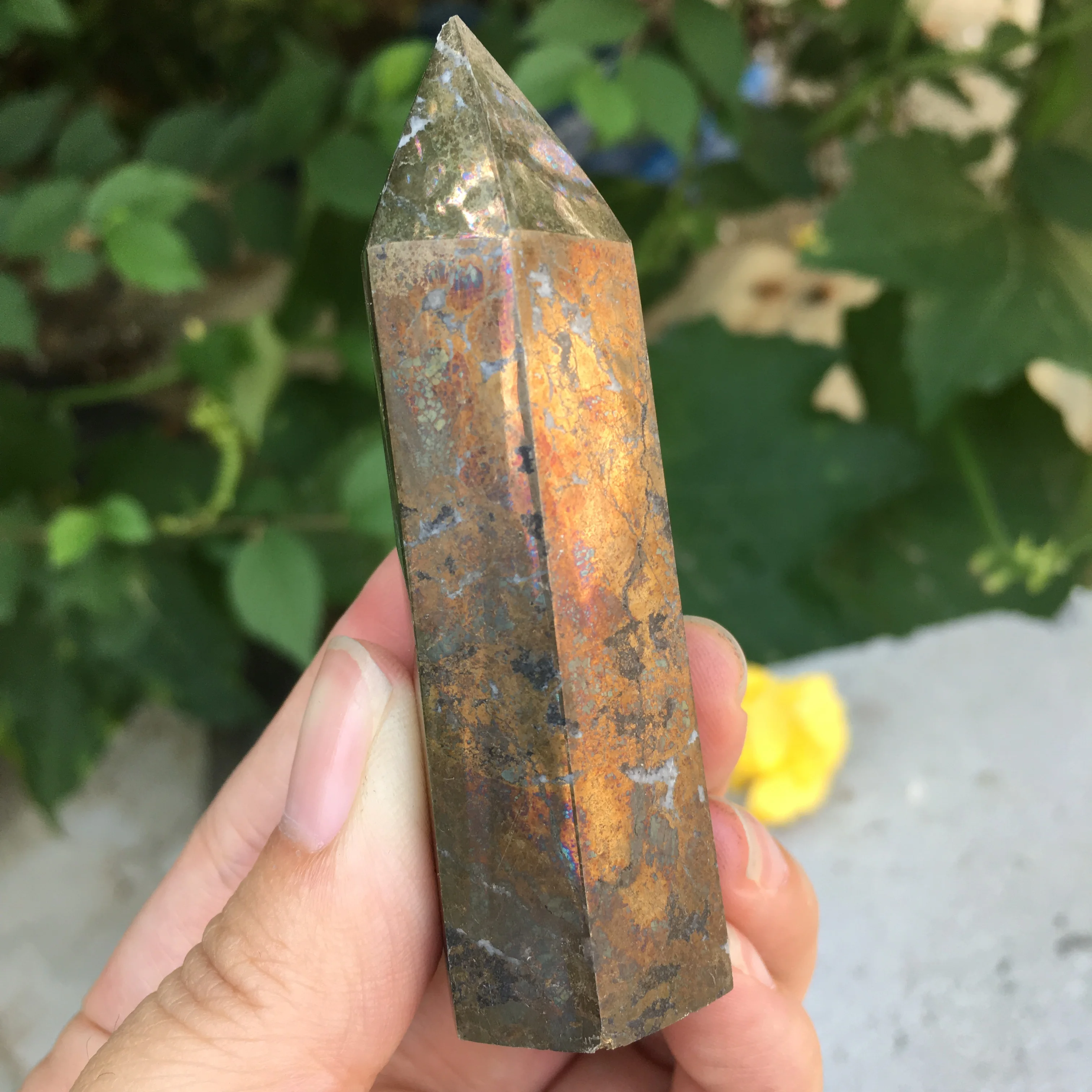 RareNatural Copper Pyrites Wand Healing Crystal Six Siege Point Minerale Gemstone Obelisk Home Art Decoration Reiki Chakra Gift