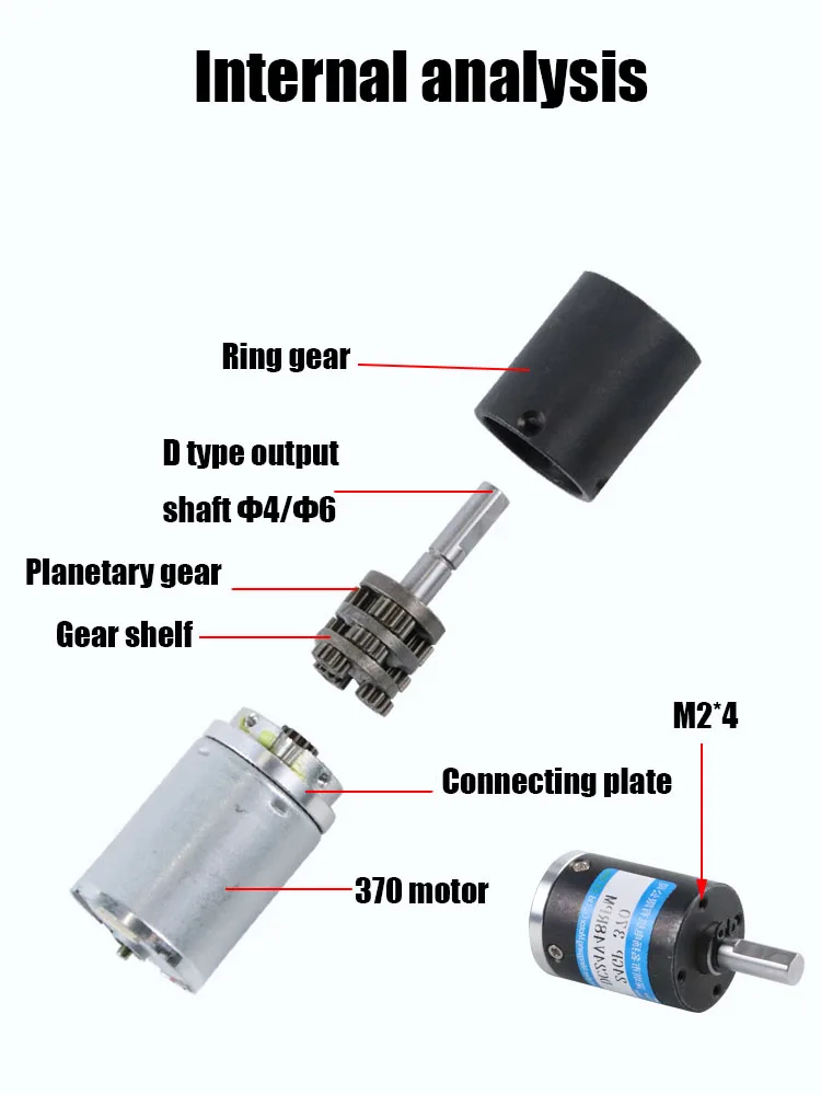 Motor planetario de 24mm, 12V, 24V de CC, de alto par motor de engranaje, motor de cepillo de carbono 24GP-370, velocidad ajustable, Can CW CCW