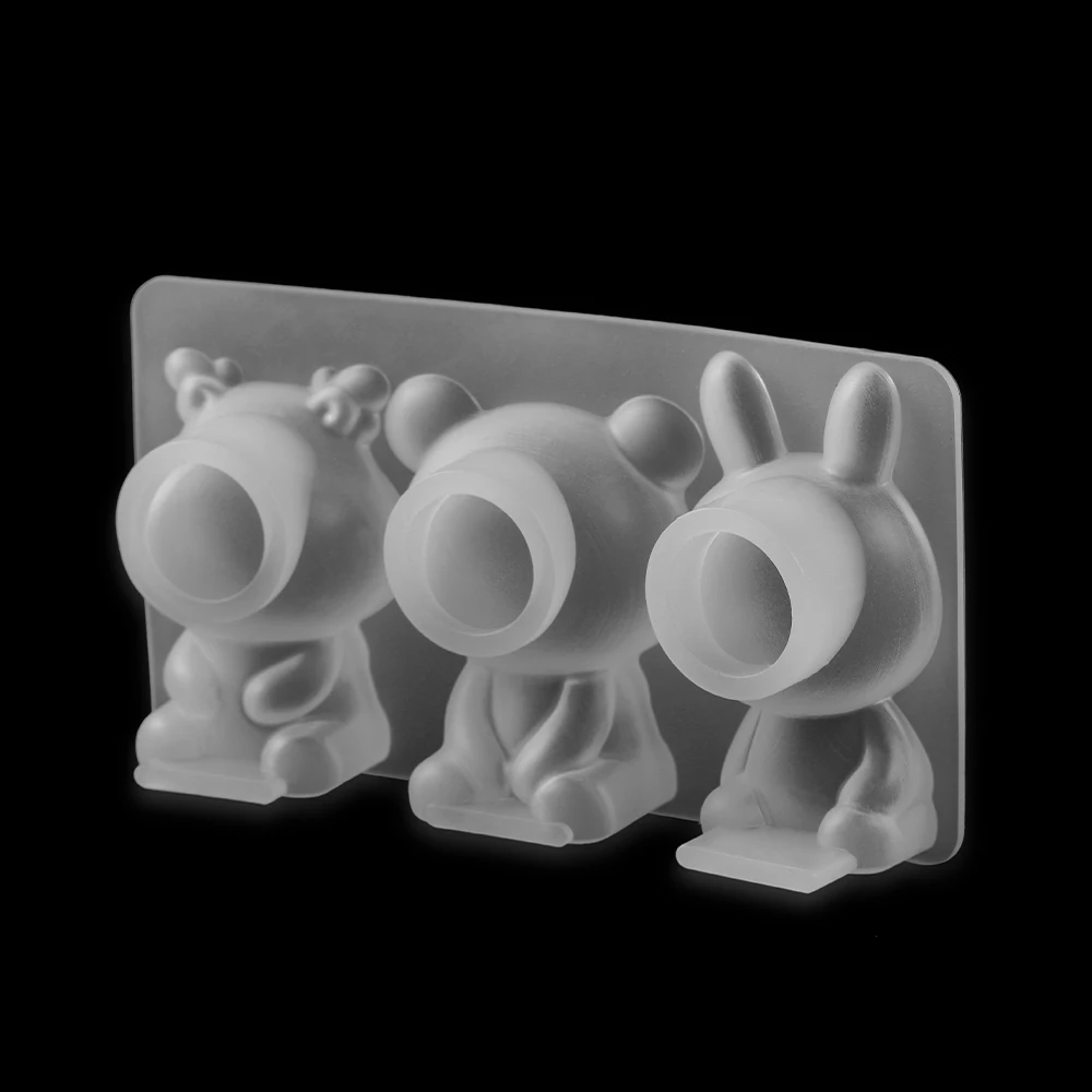 3D Cartoons Animal Doll Silicone Mold Bear Rabbit Decoration Epoxy Resin Casting Mould For DIY Crafts Key Chain Pendants Jewelry