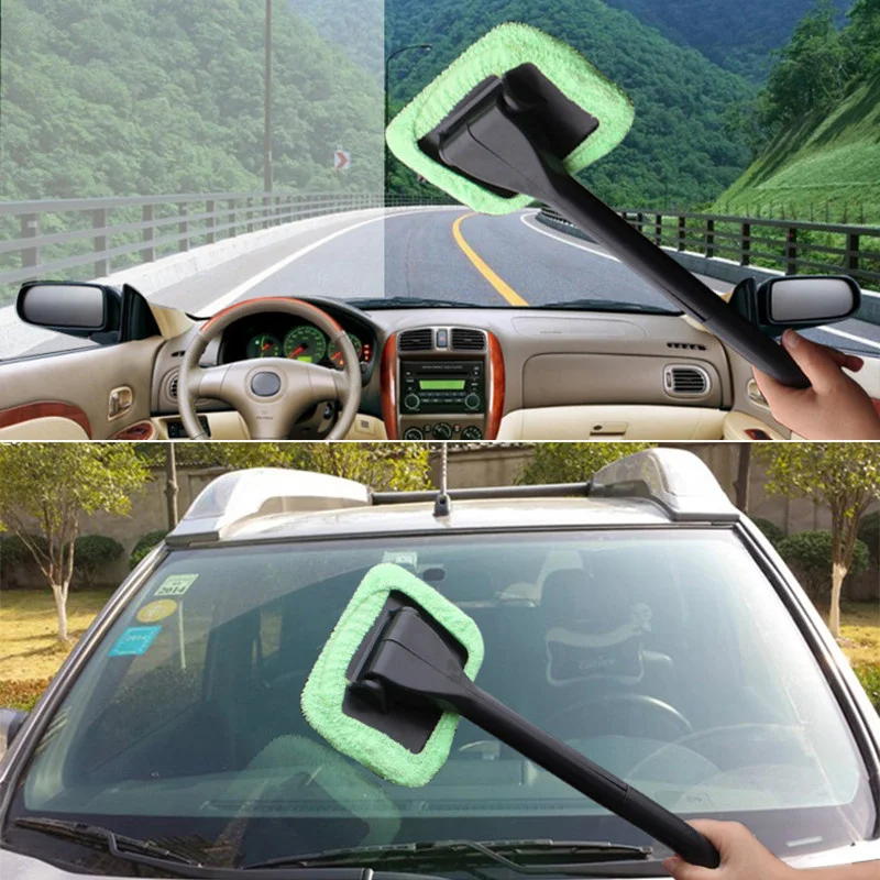 Auto Cleaning Wash Tool With Long Handle Car Window Cleaner Washing Kit Windshield Wiper Microfiber Wiper Cleaner Cleaning Brush