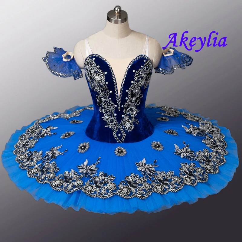 

Velvet Royal Blue Bird Variation Professional Ballet Tutu Women Clsssical Tutu Pancake Costume Girls blue swanlake Children 8973