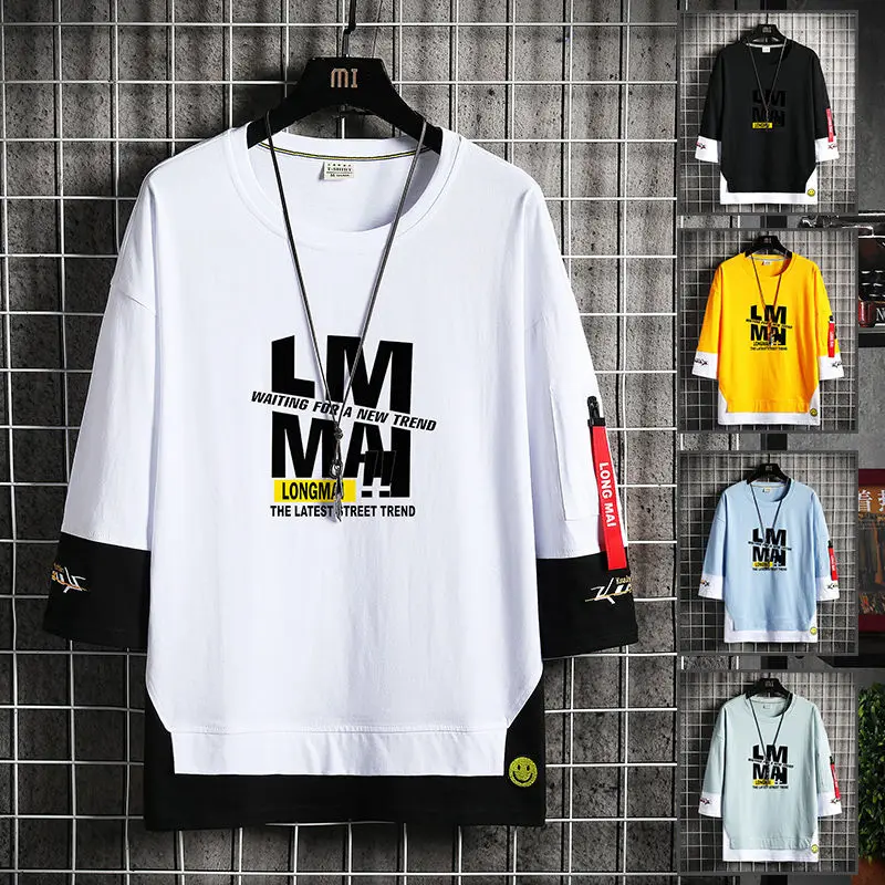 New Men's T Shirts Korean Fashion Streetwear Harajuku Short Sleeve Tops Tees Male Casual Men Clothing Print Graphic T Shirts Men