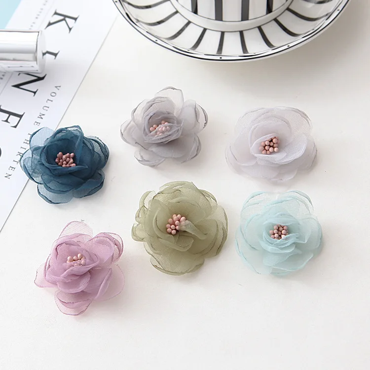 Hand burn edge flower Korea DIY clothing textiles beach shoes flower hairpin accessories cloth corsage flowers