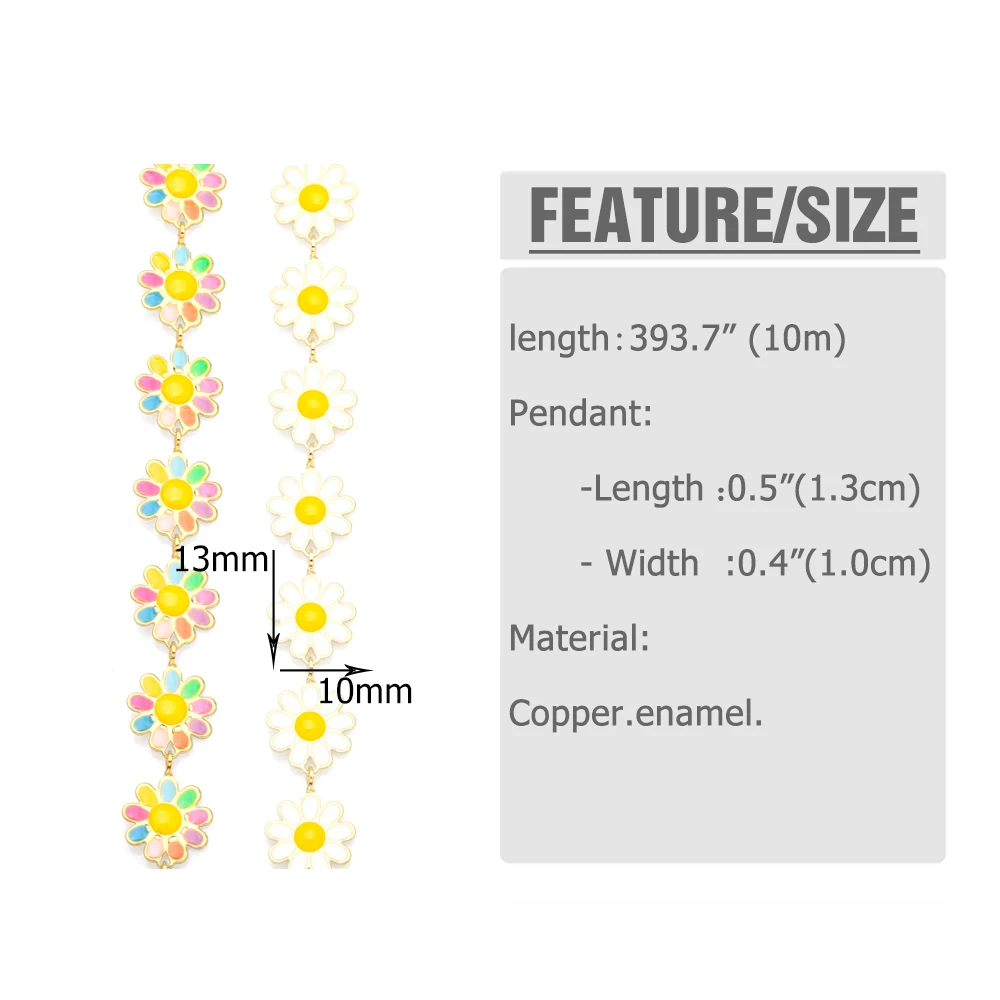 OCESRIO 10M Handmade Cute Daisy Chain for Necklace Making Jewelry Gold Plated Copper Supplies for Jewelry Wholesale cana045