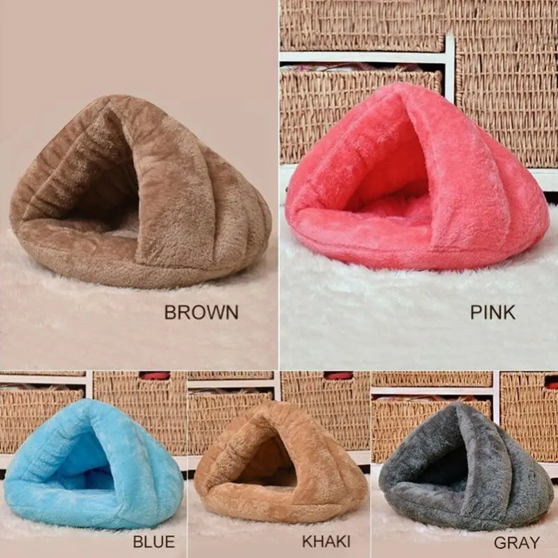 Pet Dog Cat Cave Bed Basket House Kitten Soft Cozy Indoor Cushion Kennel Warm Washable Nest Soft Warm Winter Sleeping Bag Mat