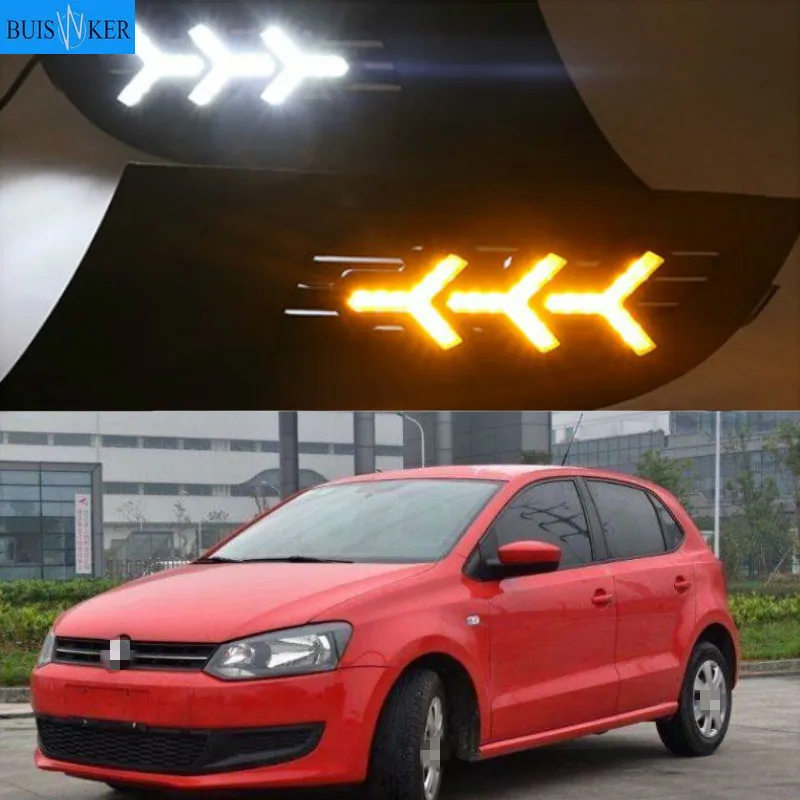 

1 Set Car LED For Volkswagen VW Polo 2011 2012 2013 DRL Daytime Running Lights Daylight 12v ABS Fog Lamp Cover