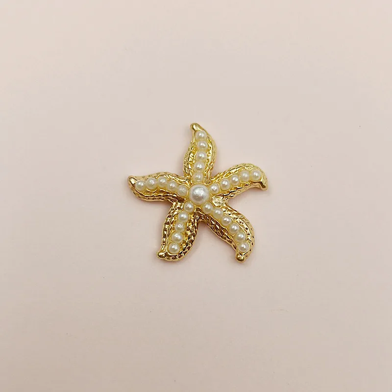 10 Pcs/lot Batch Alloy Gold  Starfish Pendant Button Decoration Jewelry Earrings Collar DIY Jewelry Accessories Handmade