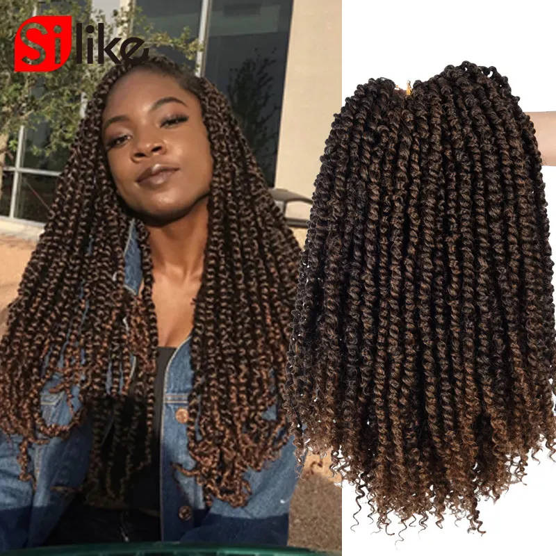 Passion Twist Hair 6 packs Fluffy Twists Pre Stretched 12'' Ombre Synthetic Crochet Braiding Hair Hair Extension For Pre Twisted