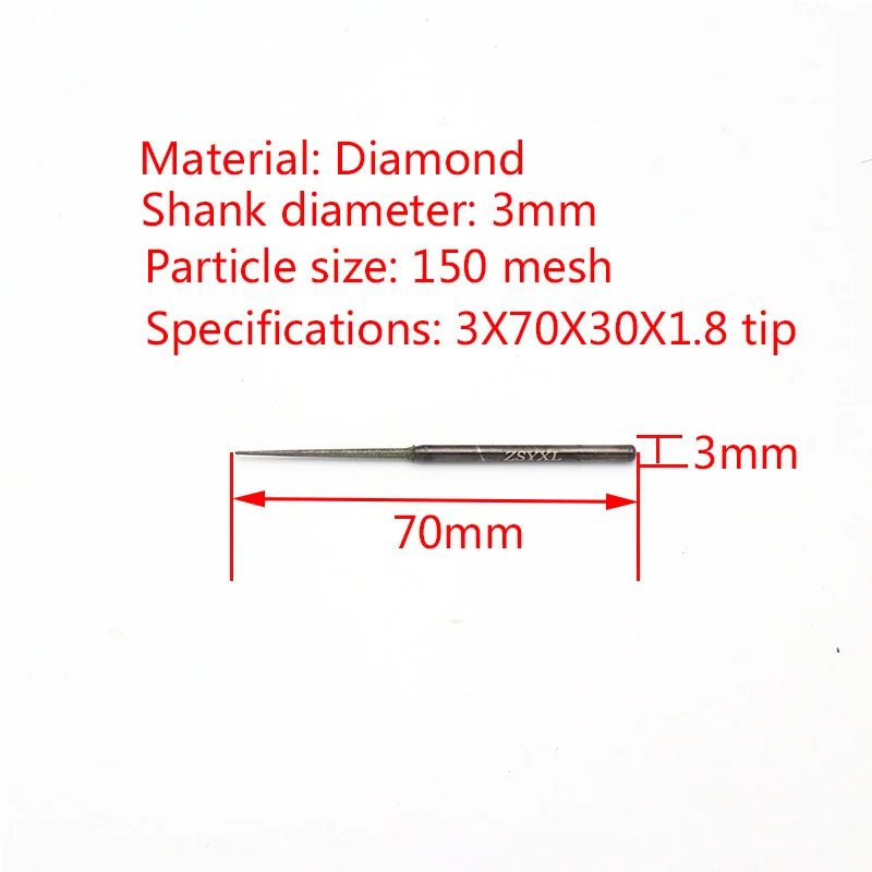Mèches de perçage à aiguille pour la sculpture du verre, 60 pièces, tige 3mm, petit cône 1.8mm, tête de meulage en diamant, fraises, poinçon, Jade, outils rotatifs