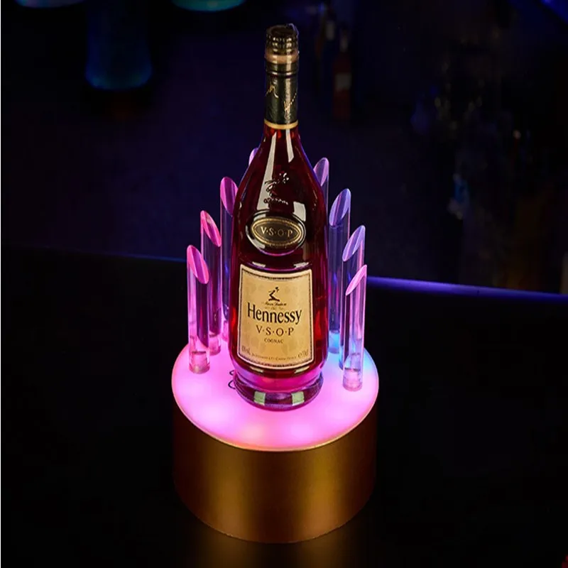 Creative LED Luminous Wine Bottle Holder Glowing Champagne Cocktail Drinkware Stand For Wedding Bar Disco Party Decor