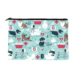 Bolsa feminina veterinária estampada, bolsa de maquiagem fashion organizador de cosméticos para viagem bolsa de armazenamento colorida para mulheres