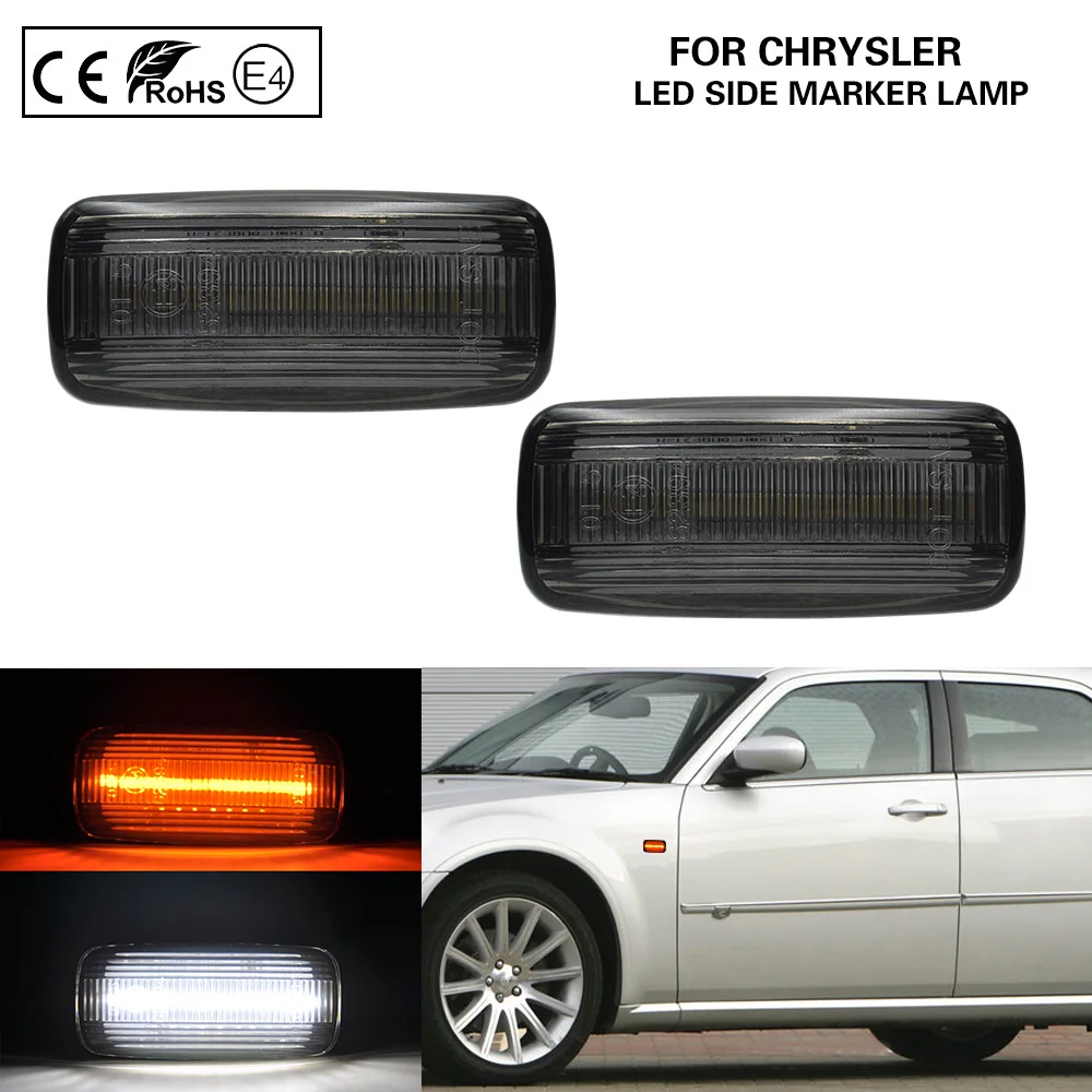 

2Pc For Chrysler 200 2007-2017 Chrysler 300 2005-2006 Sebring Town Country LED Side Marker Light Turn Signal Lamps Running light