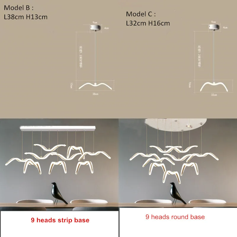 Acrylic Seagull Pendant Lights Luxury Restaurant Living Room Ceiling Lamp Nordic Home Appliances Chandelier for Bedroom Lighting