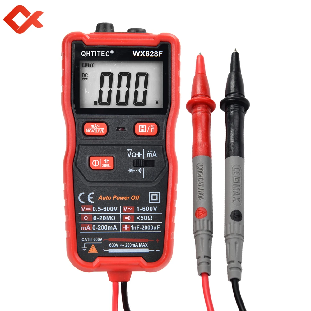 

JCD New 628F Digital multimeter LCD display Manual Ranging AC/DC voltage Portable Accurate display Multimetro With Wires tester