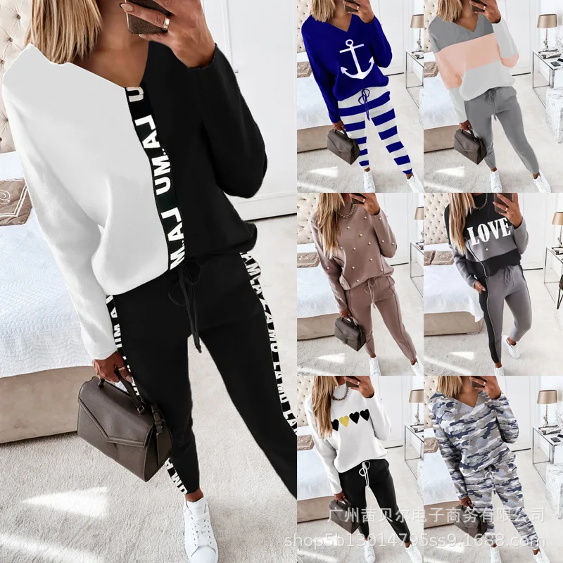 2023 Fashion New Two-piece Set High-necked Long-sleeved Tops Pocket Pants Casual Autumn Winter Sweater Women\'s Trousers Suit