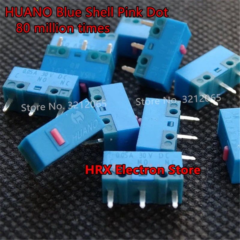 (10-100PCS) HUANO Blue Shell Pink Dot mouse micro switch Button Life of 80 million