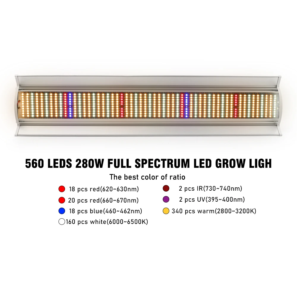 Imagem -02 - Full Spectrum Plant Led Grow Light Lâmpada para Planta de Interior Tenda de Estufa 560leds 280w