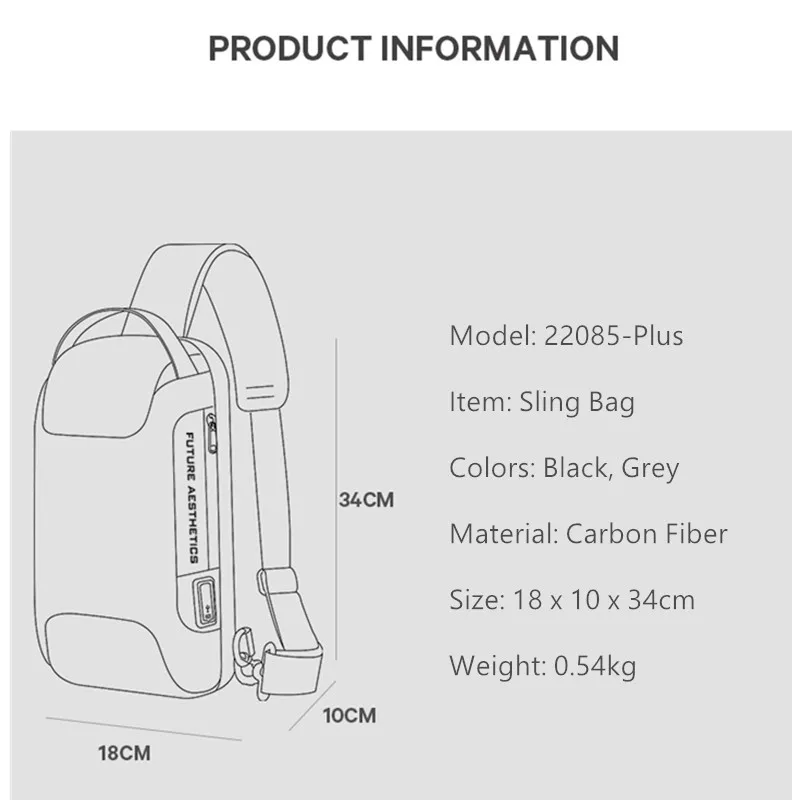 BANGE Upgraded Men Waterproof Multifunction Carbon Fiber Pattern Crossbody Bag USB Sling Shoulder Bags Messenger Chest Bag Pack