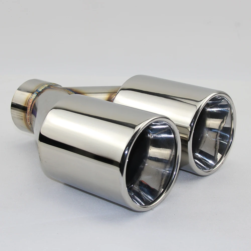 

Accessories stainless steel black and bright face without marked Y-type double outlet straight edge exhaust pipe tailpipe