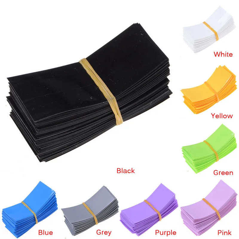 100PCS Li-ion PVC Heat Shrink Tubing 18650 Battery Wrap Precut Size 72*18.5mm Battery Film Tape Battery Cover 8 Color Choice