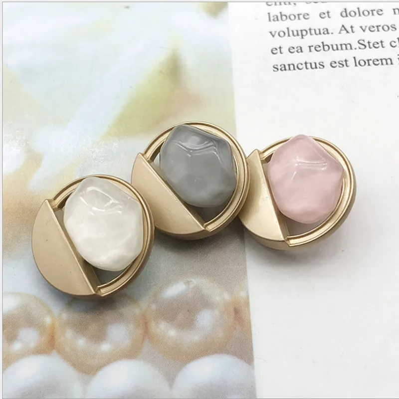 2 Pcs／lot Color Wave Stone Metal Buttons20MM Diy Sweater Coat Alloy Hand-sewn Decorative Buttons Clothing Accessories HS201011-3