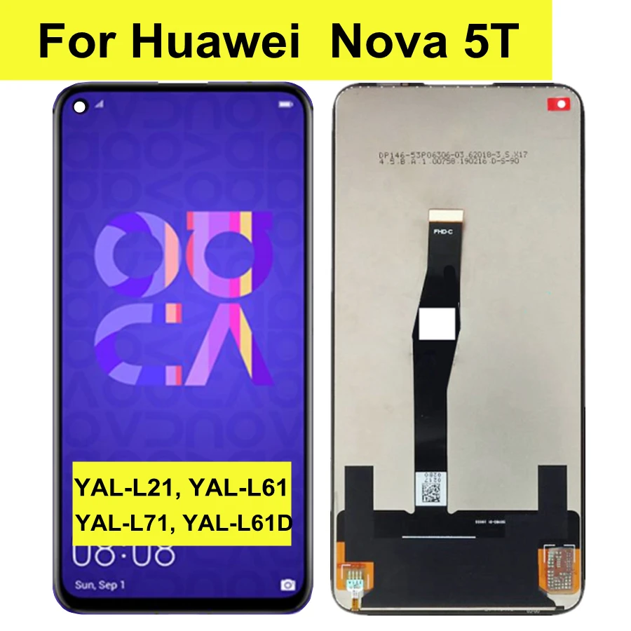 

6,26 "для Huawei Nova 5T ЖК-дисплей с цифровым преобразователем сенсорного экрана для Huawei YAL-L21 YAL-L61A YAL-L71A Nova 5T Замена ЖК-дисплея