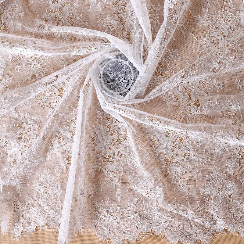 New product eyelashes lace fabric wedding veil fabric DIY clothing accessories 1.5 meters wide white