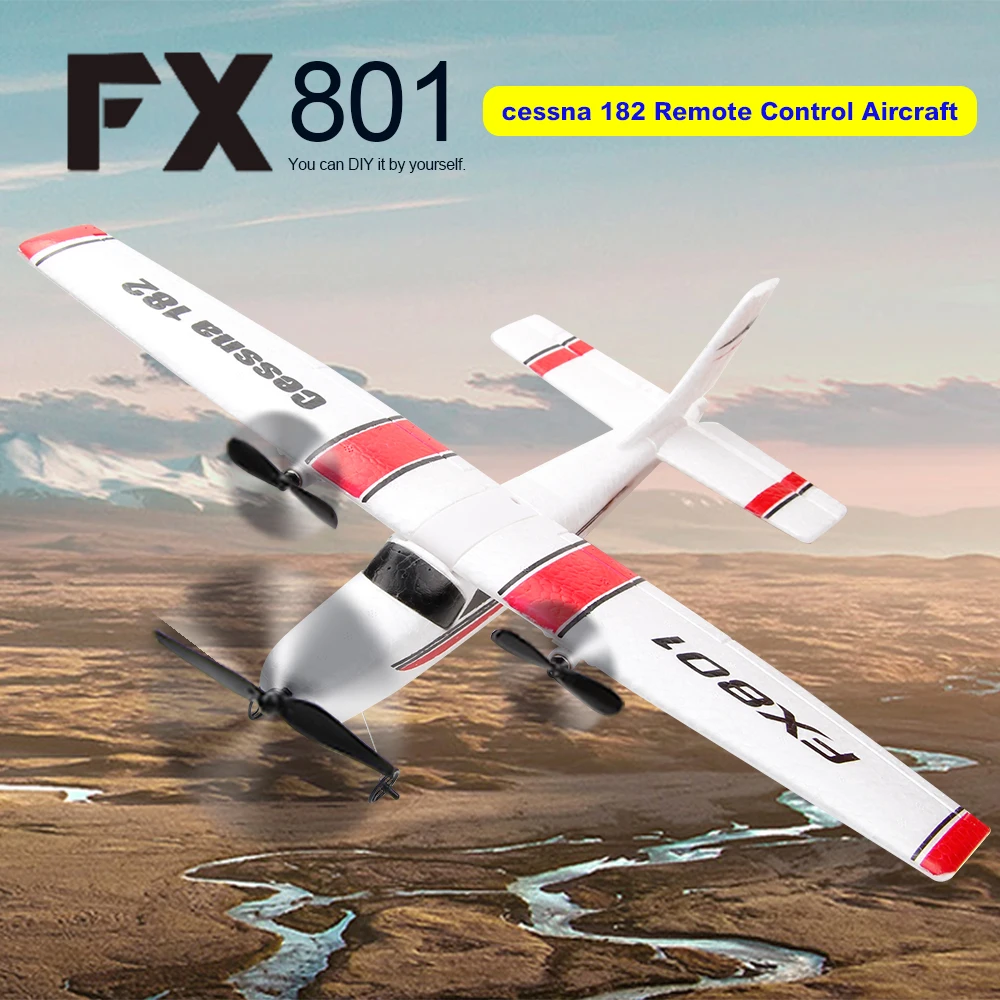 FX801 RC Airplane Cessna 182 RC Plane 2.4GHz 2CH EPP Aircraft Electric Glider Airplane Fixed Wing Aircraft Kid Christmas Gift